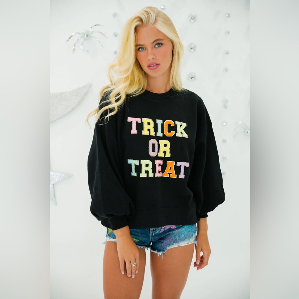 Judith March | TRICK OR TREAT BLACK PULLOVER Halloween Sweatshirt